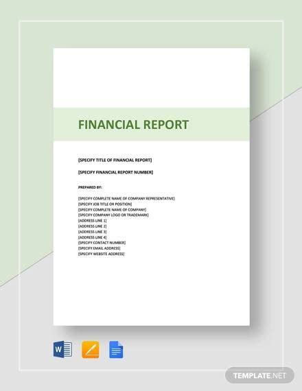 simple financial report template word